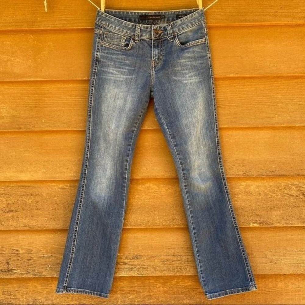Calvin Klein Jeans Lean Boot Button Pockets Blue Jeans Size 27/4 - Picture 1 of 12